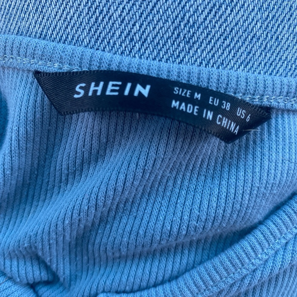SHEIN Light Blue Ribbed Button-Front Bra - Picture 3 of 3